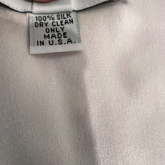 Pamella Roland White Beaded 100% Silk Made In The USA Size 4 Embossed Dress - Picture 9 of 14